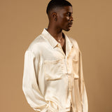 Troy Long Sleeve Satin Shirt (Cream)