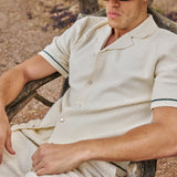 Bottega Tile Cotton Shirt (Cream/Green)