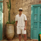 Bottega Tile Cotton Shirt (Cream/Green)