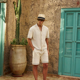 Bottega Tile Cotton Short (Cream/Green)