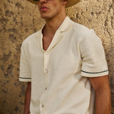 Bottega Tile Cotton Shirt (Cream/Green)