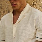 Bottega Tile Cotton Shirt (Cream/Green)