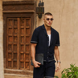 Bottega Tile Cotton Shirt (Navy/White)