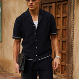 Bottega Tile Cotton Shirt (Navy/White)