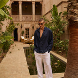 Flow Satin Shirt (Navy)