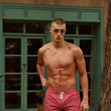 The Benjamins Retro Swim Shorts (Red Meridian)