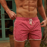 The Benjamins Retro Swim Shorts (Red Meridian)