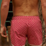 The Benjamins Retro Swim Shorts (Red Meridian)