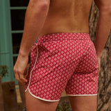 The Benjamins Retro Swim Shorts (Red Meridian)
