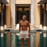 Ripley 2.0 Tailored White with Brown Trim Swim Shorts