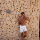 Ripley 2.0 Tailored White with Brown Trim Swim Shorts