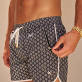 The Benjamins Retro Swim Shorts (Black Meridian)