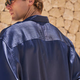Flow Satin Shirt (Navy)