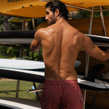 The Benjamins Retro Swim Shorts (Red Meridian)